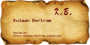 Kulman Bertram névjegykártya